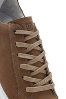 Erkek Vizon Bağcıklı Nubuk Deri Sneaker | Derimod