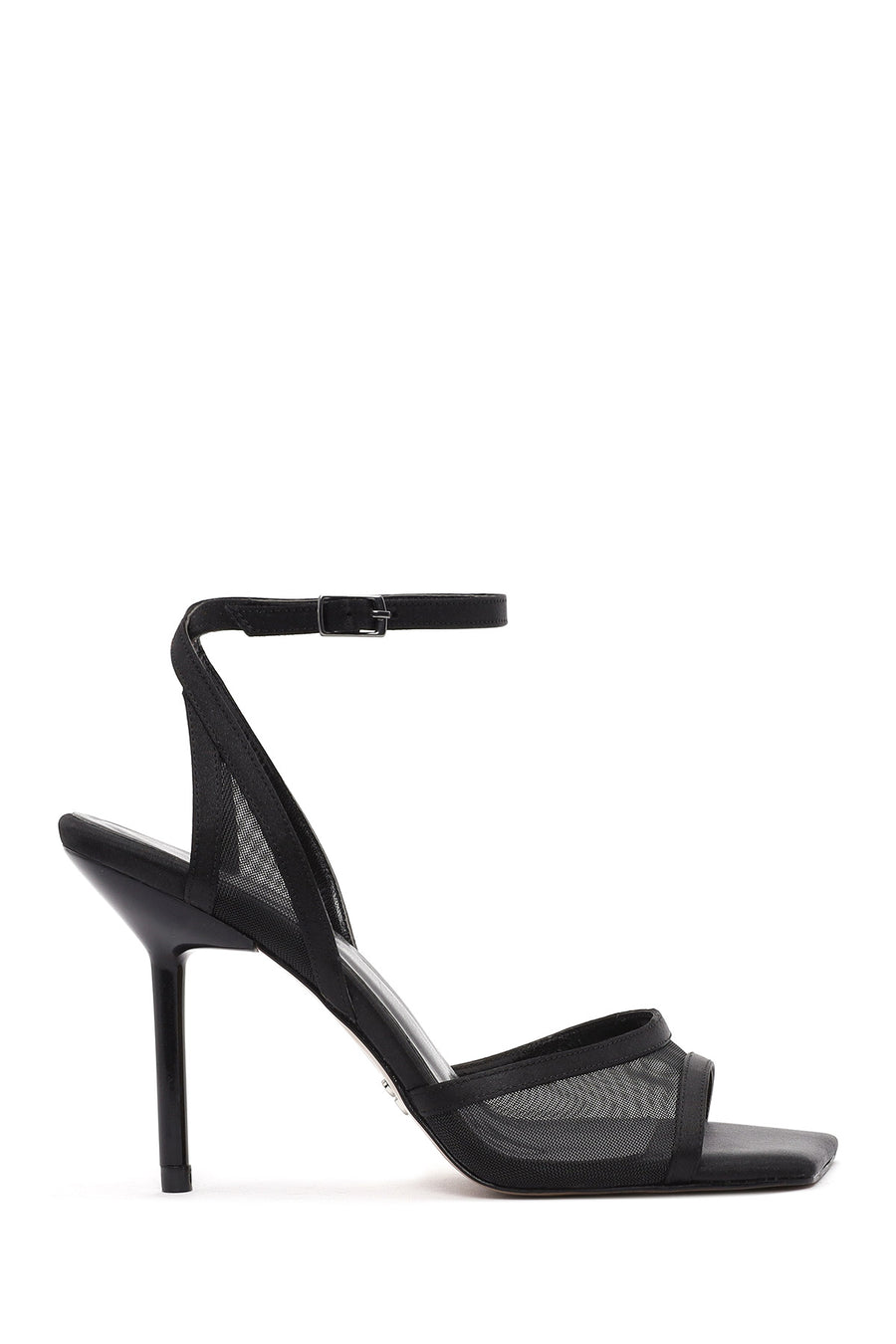 Women's Black Ankle Buckle High Thin Heel Sandals