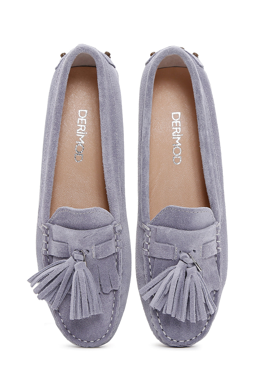 Women's Purple Tassel Detailed Suede Leather Loafer