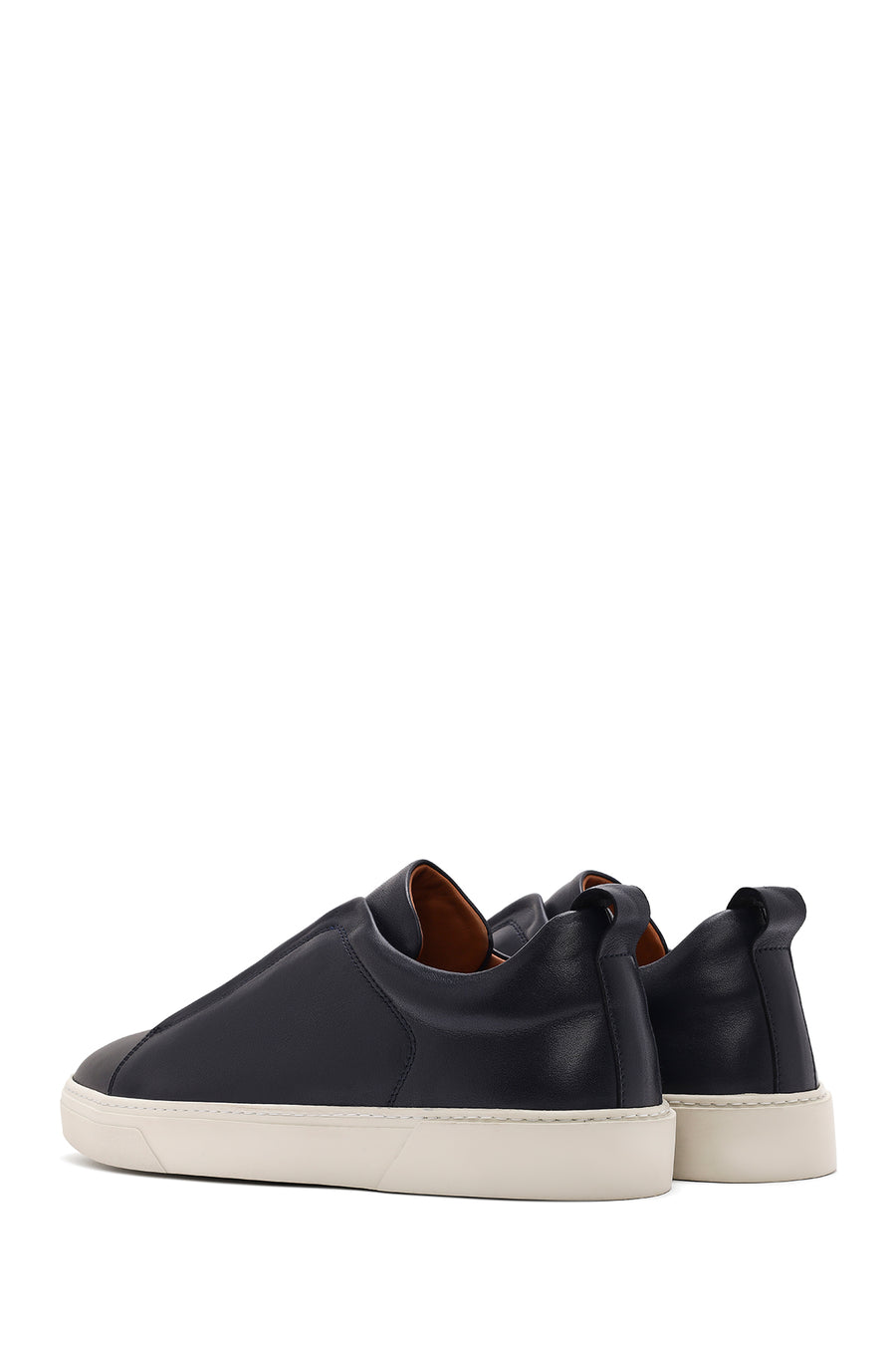 Erkek Lacivert Lastikli Deri Sneaker