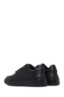 Erkek Siyah Bağcıklı Kalın Tabanlı Deri Sneaker | Derimod