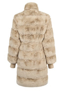 Pinzolo Woman White Belted Teddy Coat | Derimod