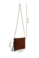 Woman Brown Chain Strap Suede Clutch Bag | Derimod