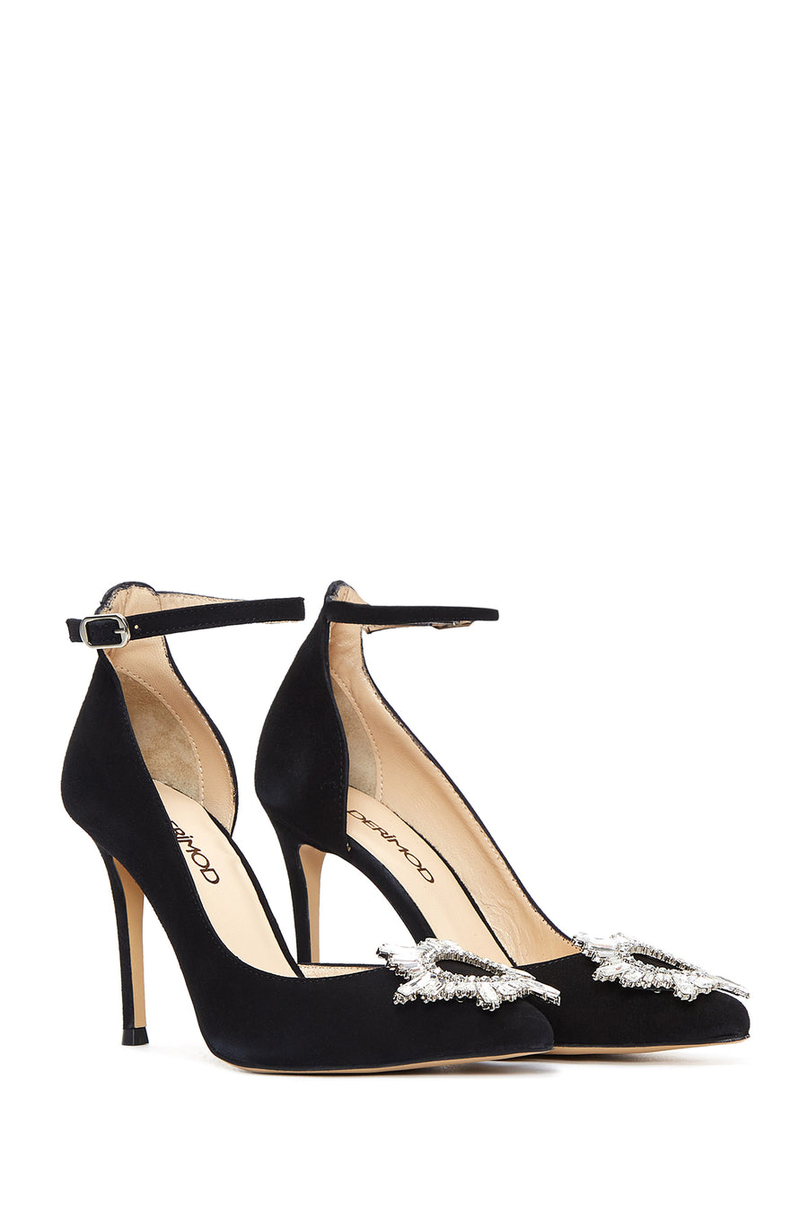 Women's Black Suede Leather Heeled Shoes