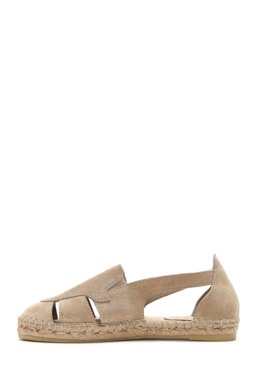 Woman Beige Suede Leather Espadrille Sandals