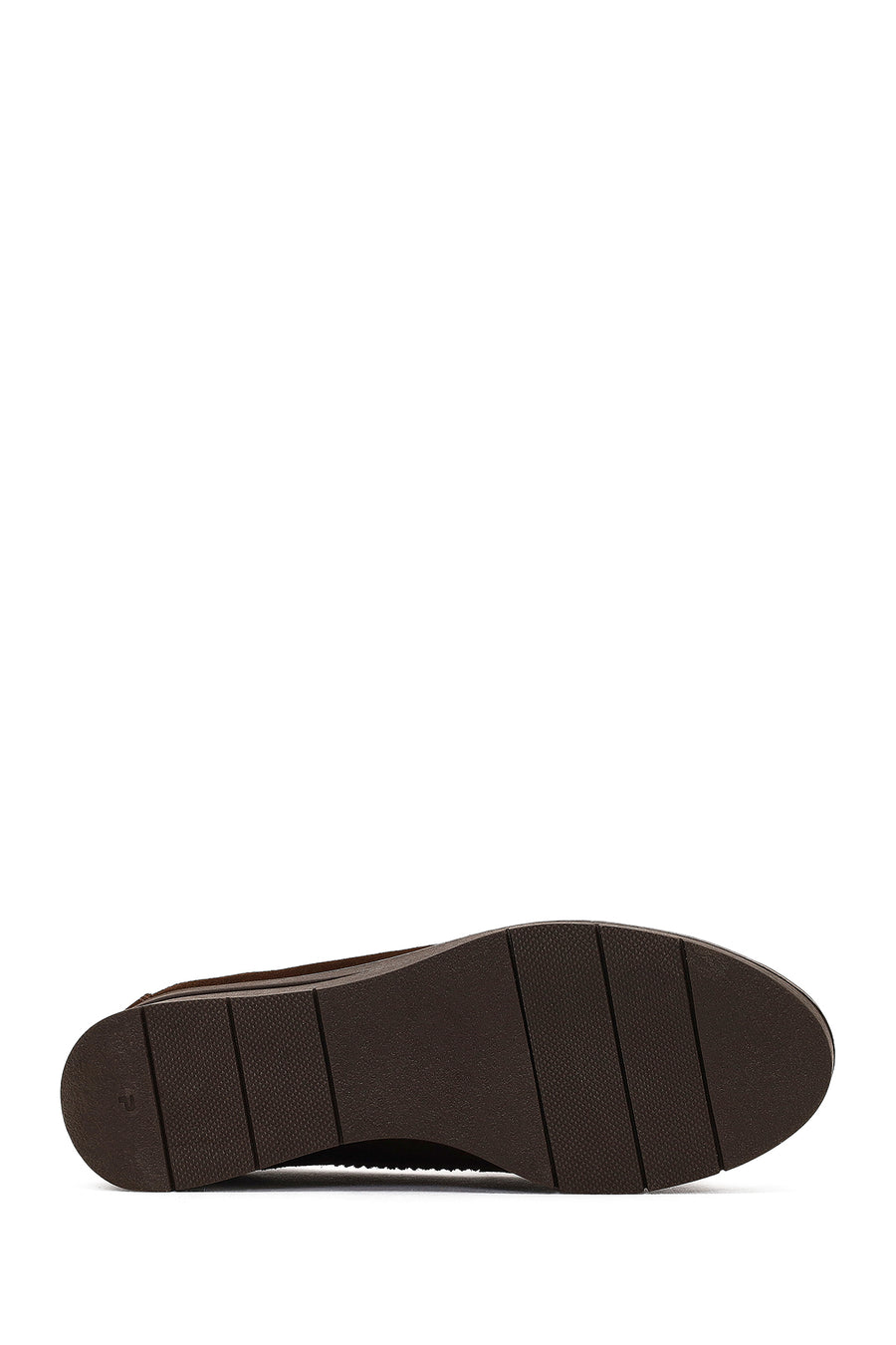Kadın Kahverengi Tokalı Dolgu Topuklu Süet Deri Comfort Loafer