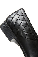 Men's Leather Knit Detailed Classic Loafer | Derimod