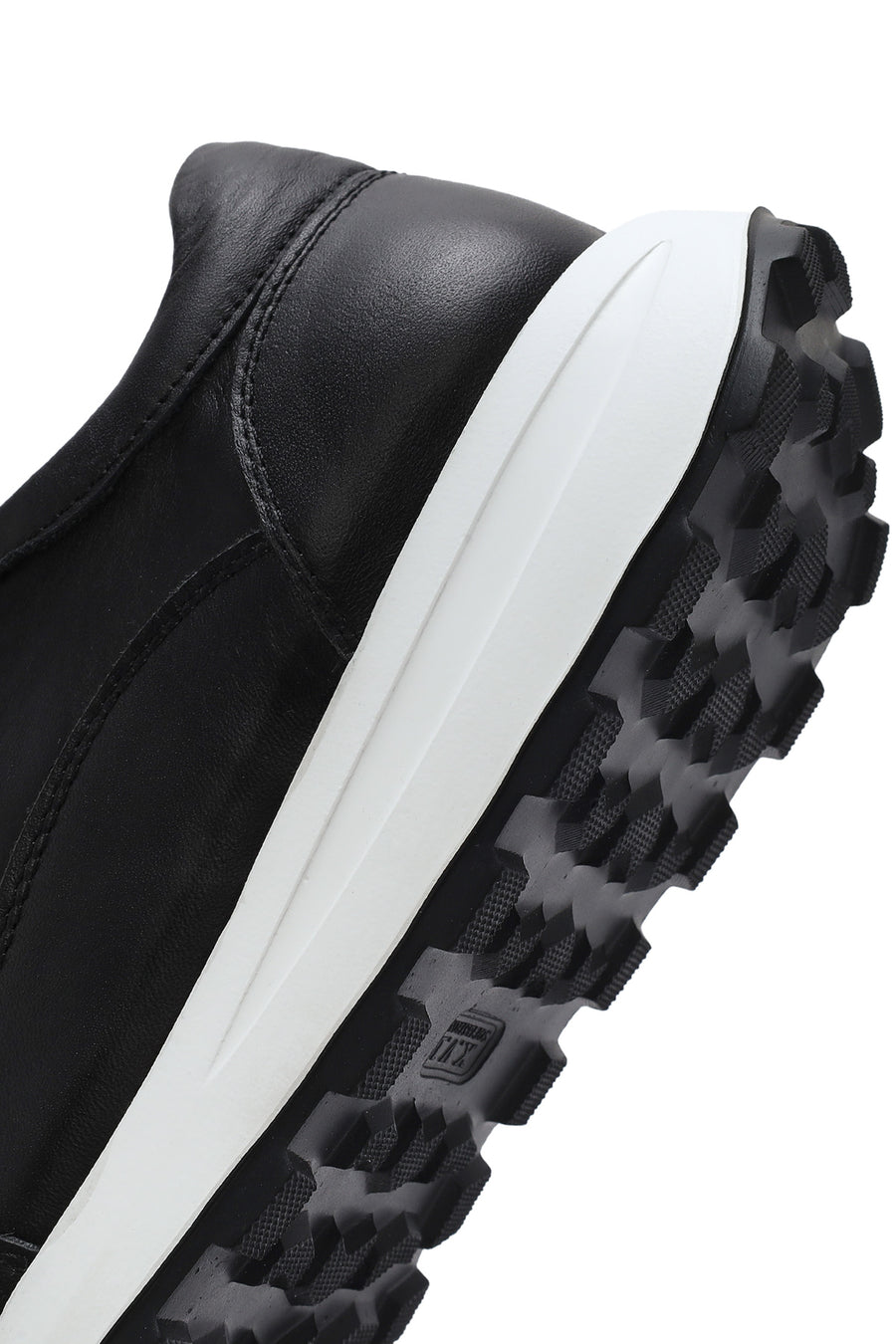 Women's Black Lace-Up Side Zip Leather Sneakers