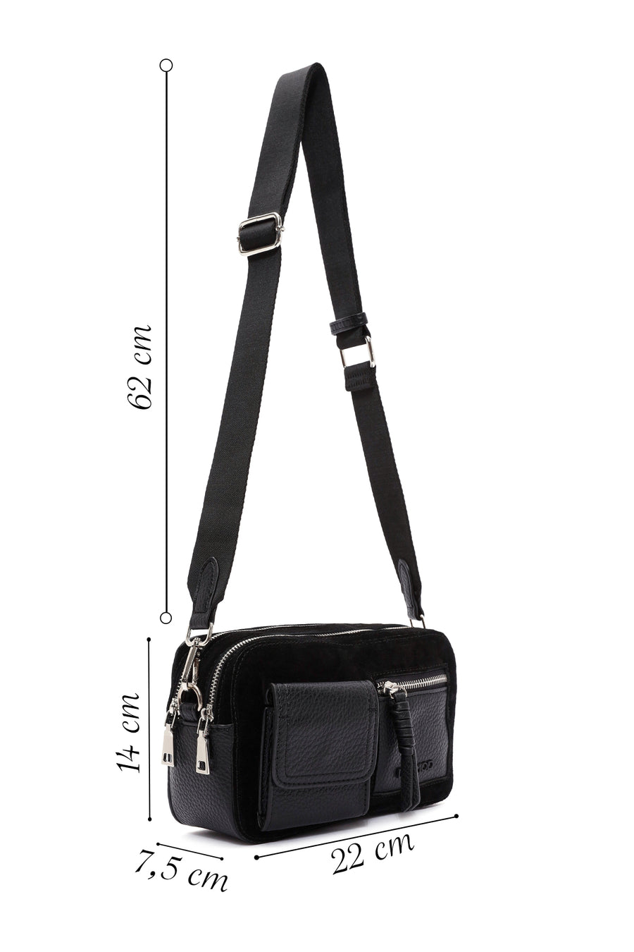 Women's Black Long Strap Crossbody Bag
