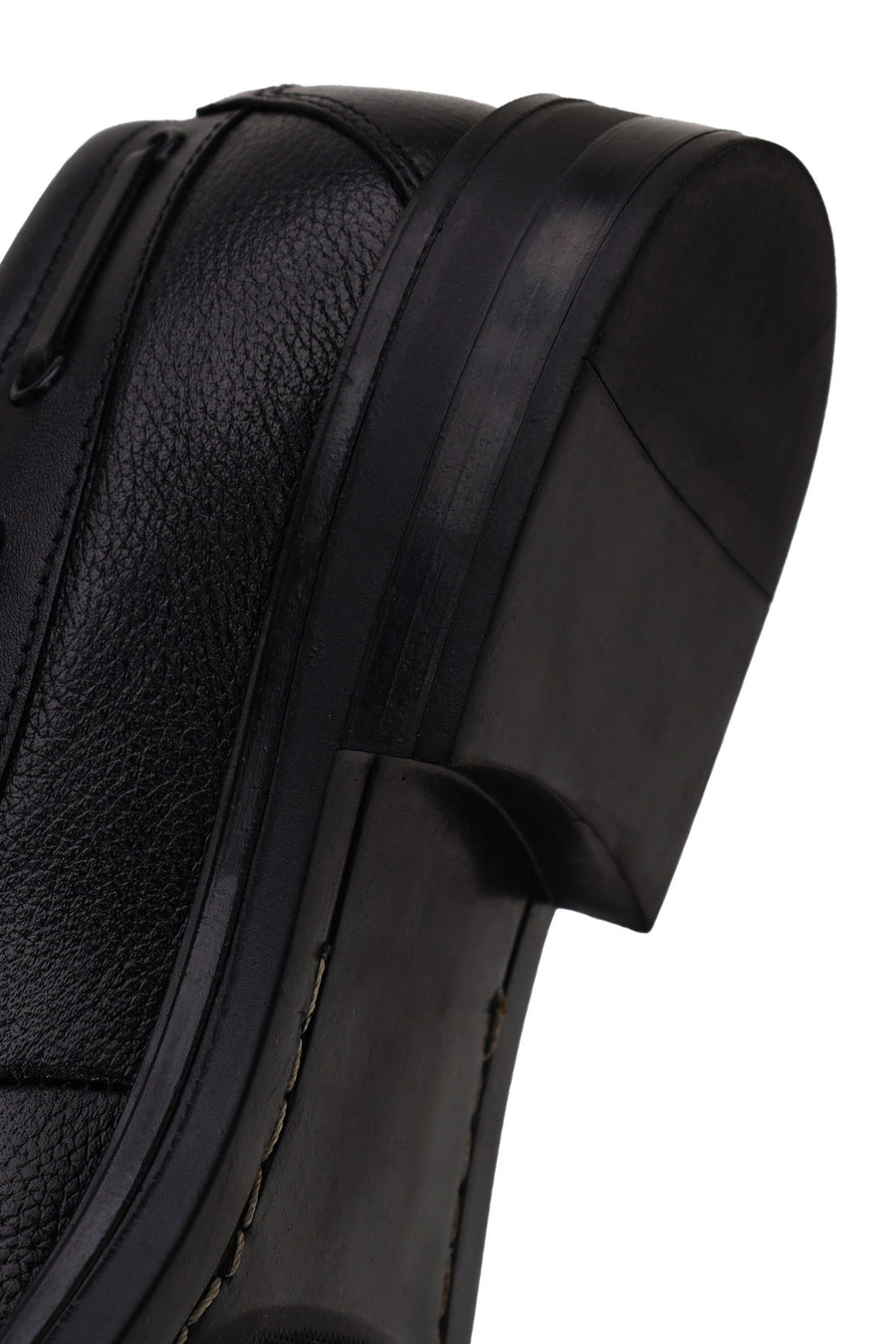 Male Black Lace-Up Thick-Soled Leather Casual Shoes