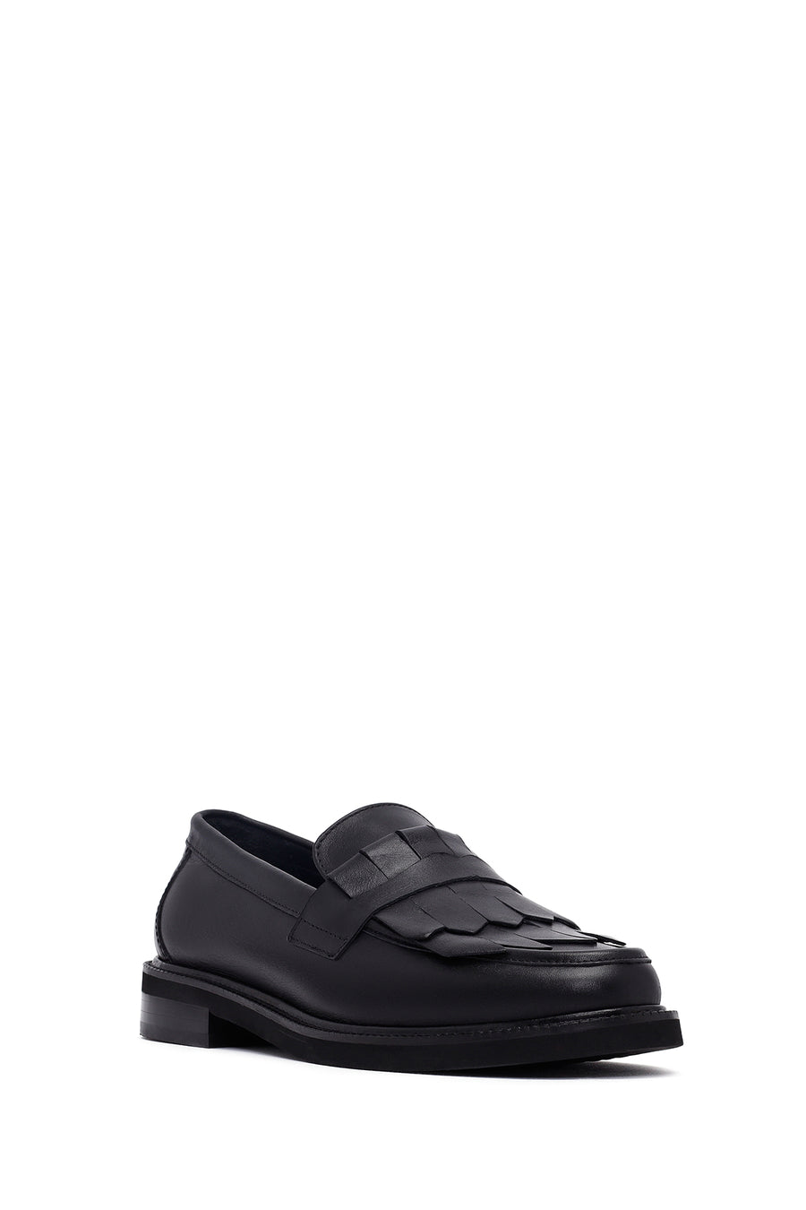 Woman Black Tassel Leather Masculine Loafer
