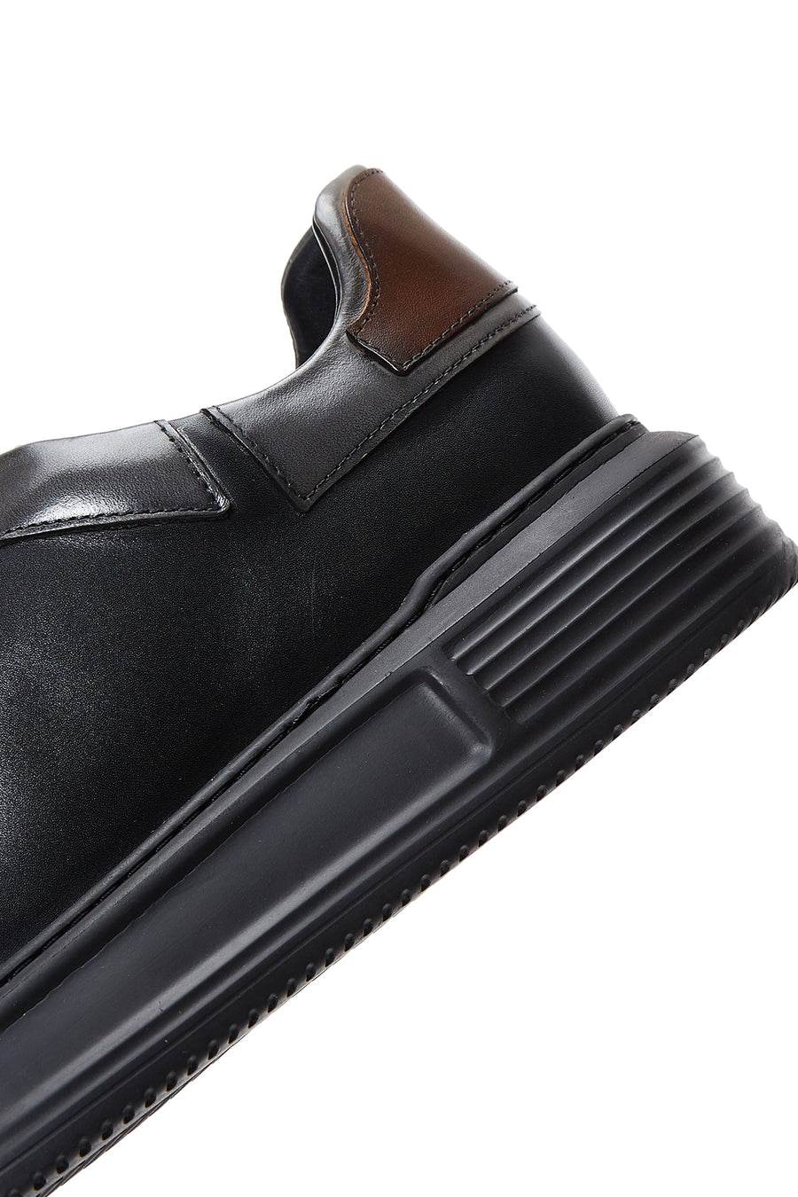 Erkek Siyah Deri Kalın Tabanlı Sneaker