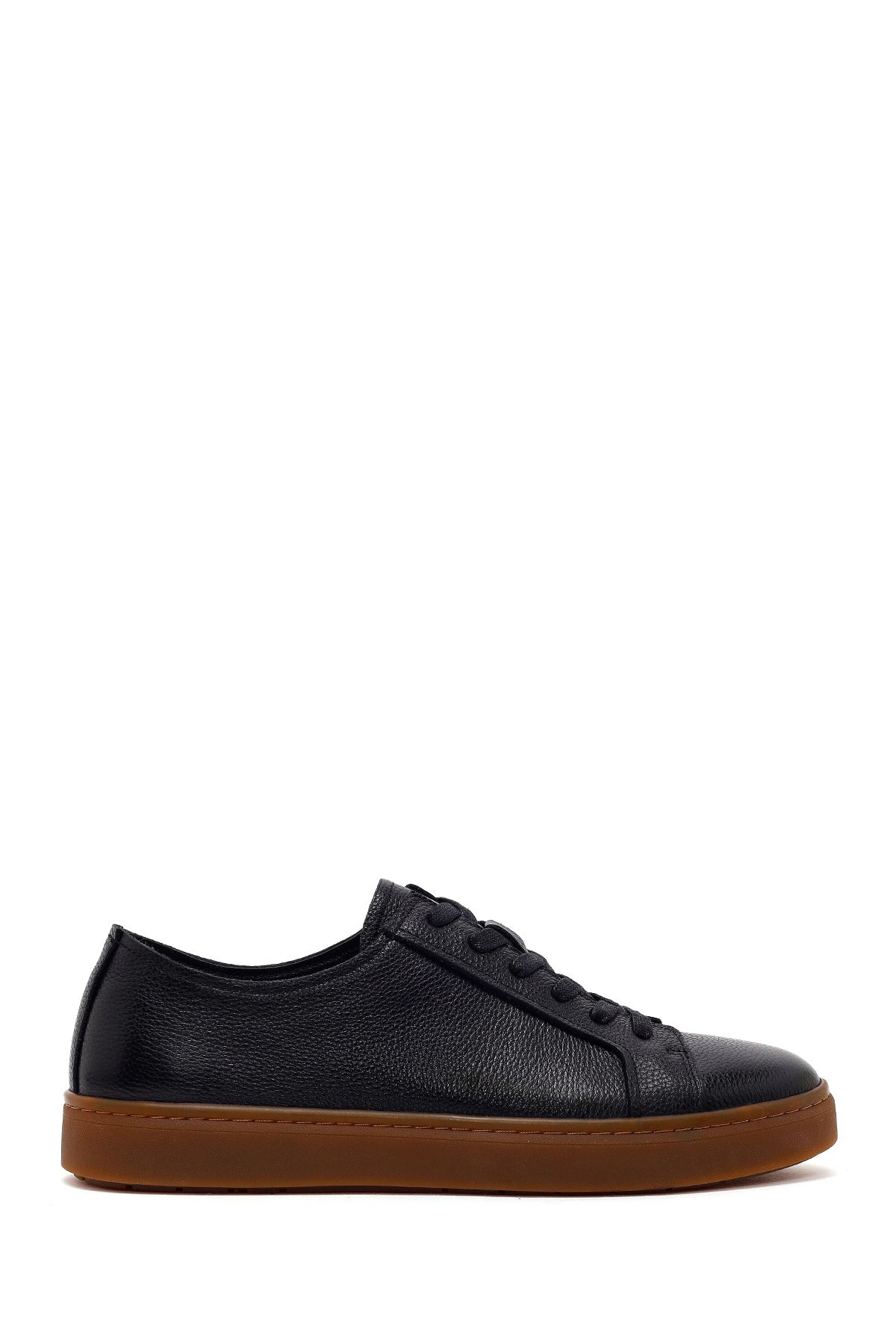 Erkek Siyah Bağcıklı Deri Sneaker WM680043DF | Derimod