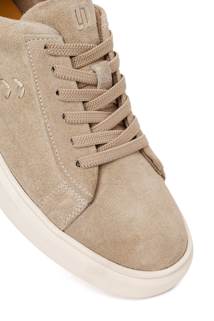 Erkek Bej Bağcıklı Süet Deri Sneaker