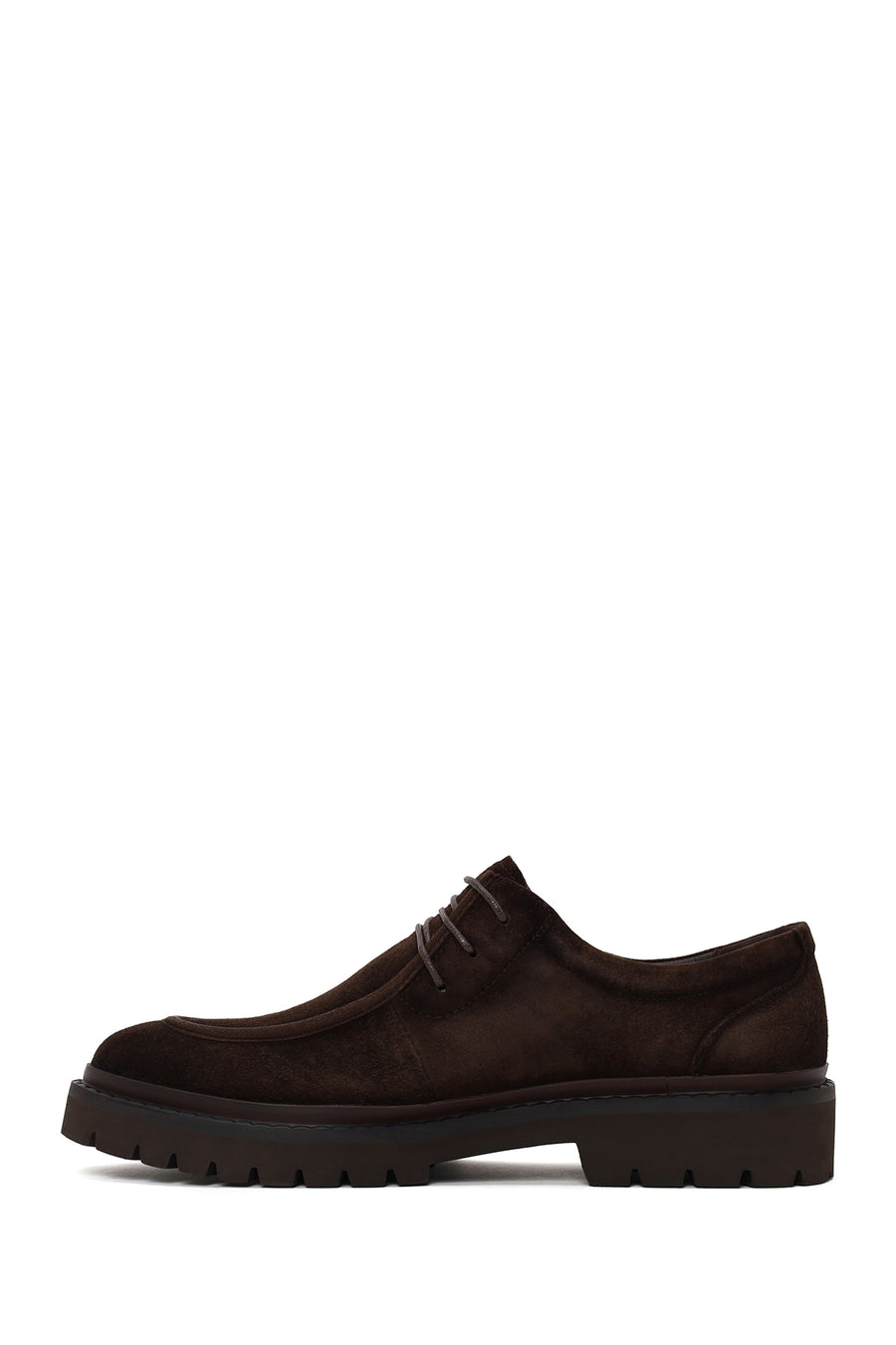 Male Brown Lace-Up Thick-Soled Suede Casual Shoes