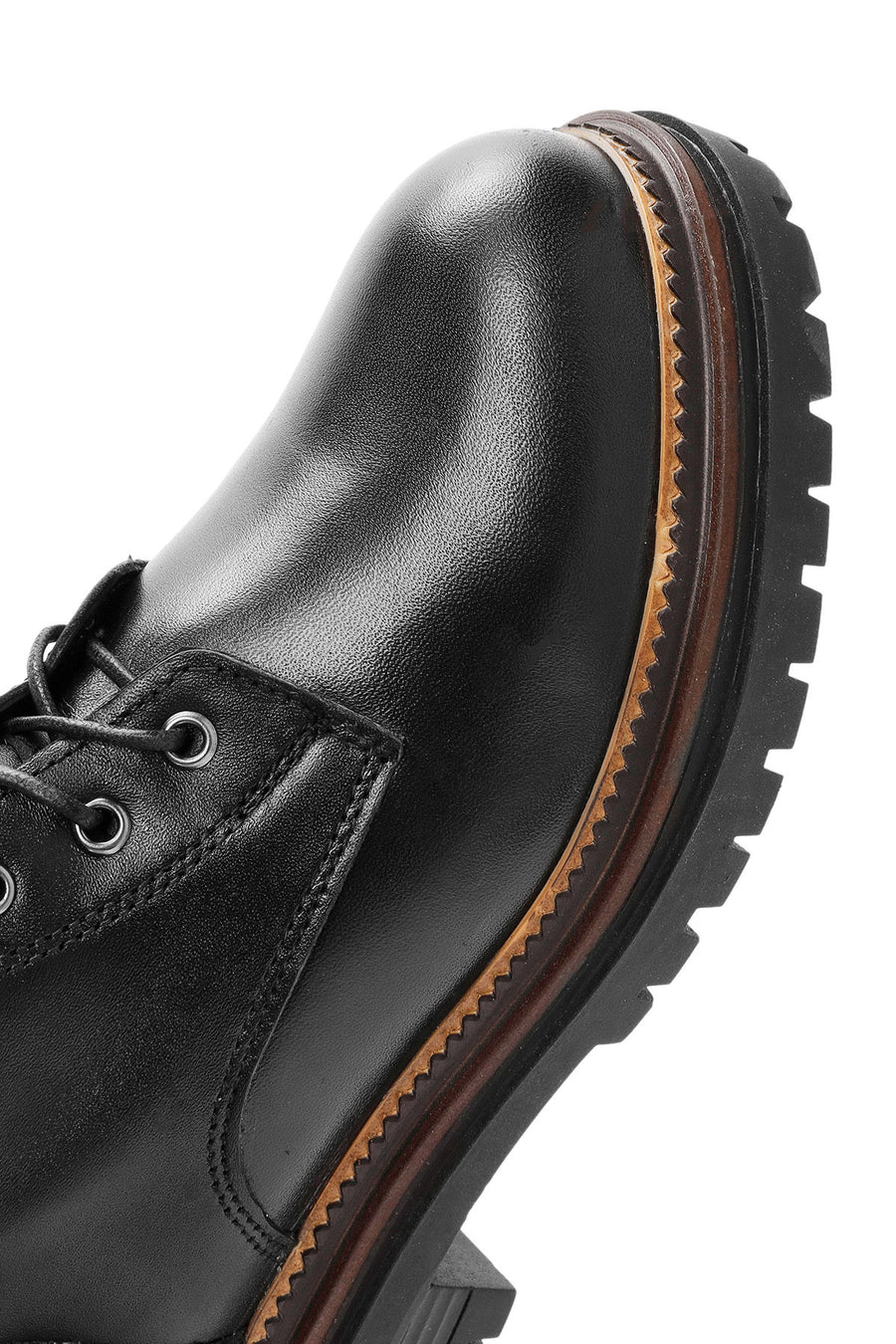 Women's Black Zippered Lace-Up Leather Combat Boots
