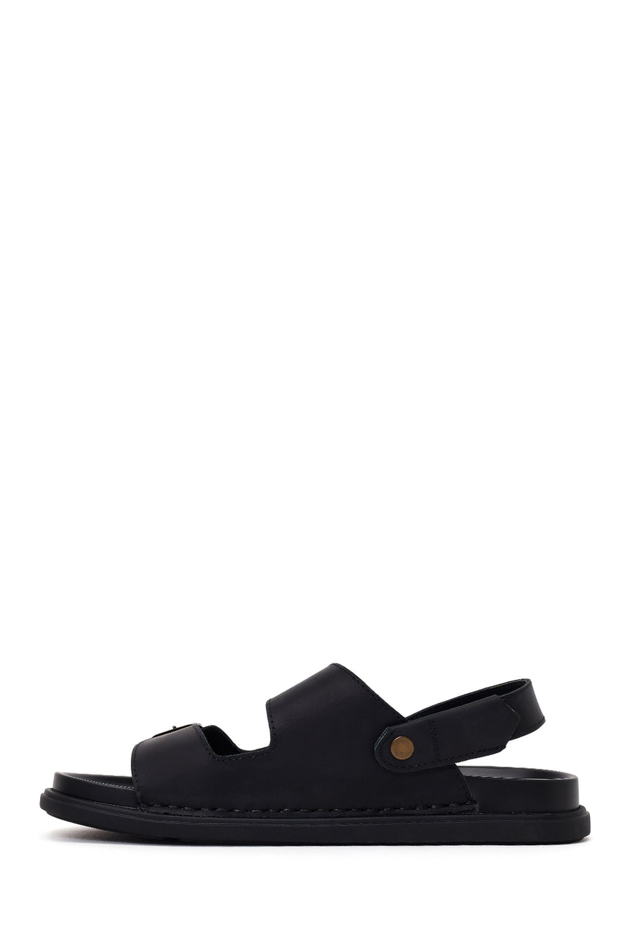 Male Black Double-Buckle Nubuck Leather Sandal