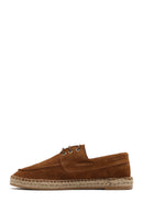Men's Tan Suede Leather Espadrille | Derimod