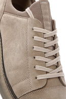 Men's Beige Lace-Up Suede Leather Sneaker | Derimod