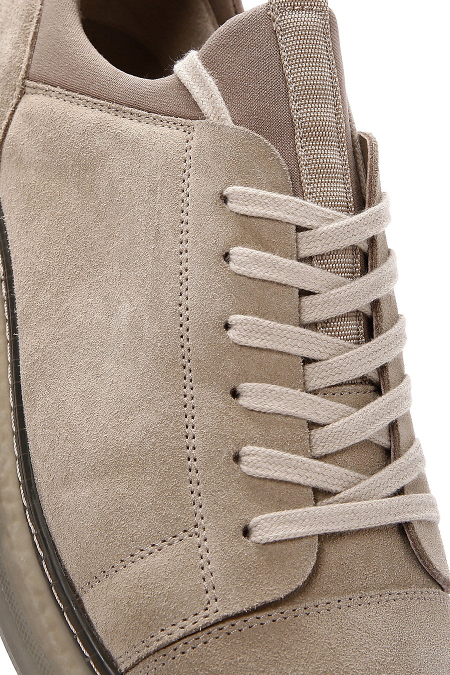 Men's Beige Lace-Up Suede Leather Sneaker