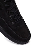 Erkek Siyah Bağcıklı Kalın Tabanlı Nubuk Deri Casual Sneaker | Derimod