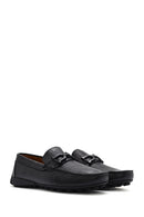 Men's Black Buckled Leather Loafer | Derimod