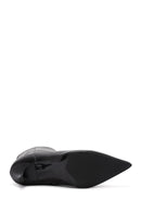 Woman Black Zip Closure Stiletto Heel Leather Boots | Derimod