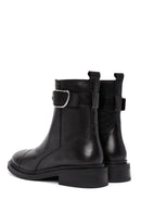 Women's Black Zippered Leather Boots | Derimod