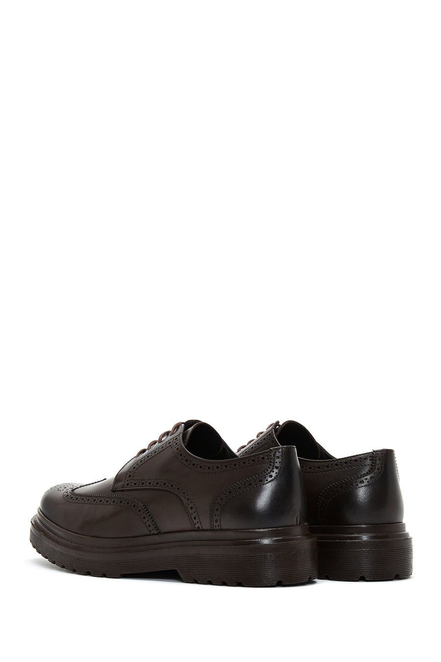 Men's Brown Leather Thick Soled Casual Shoes
