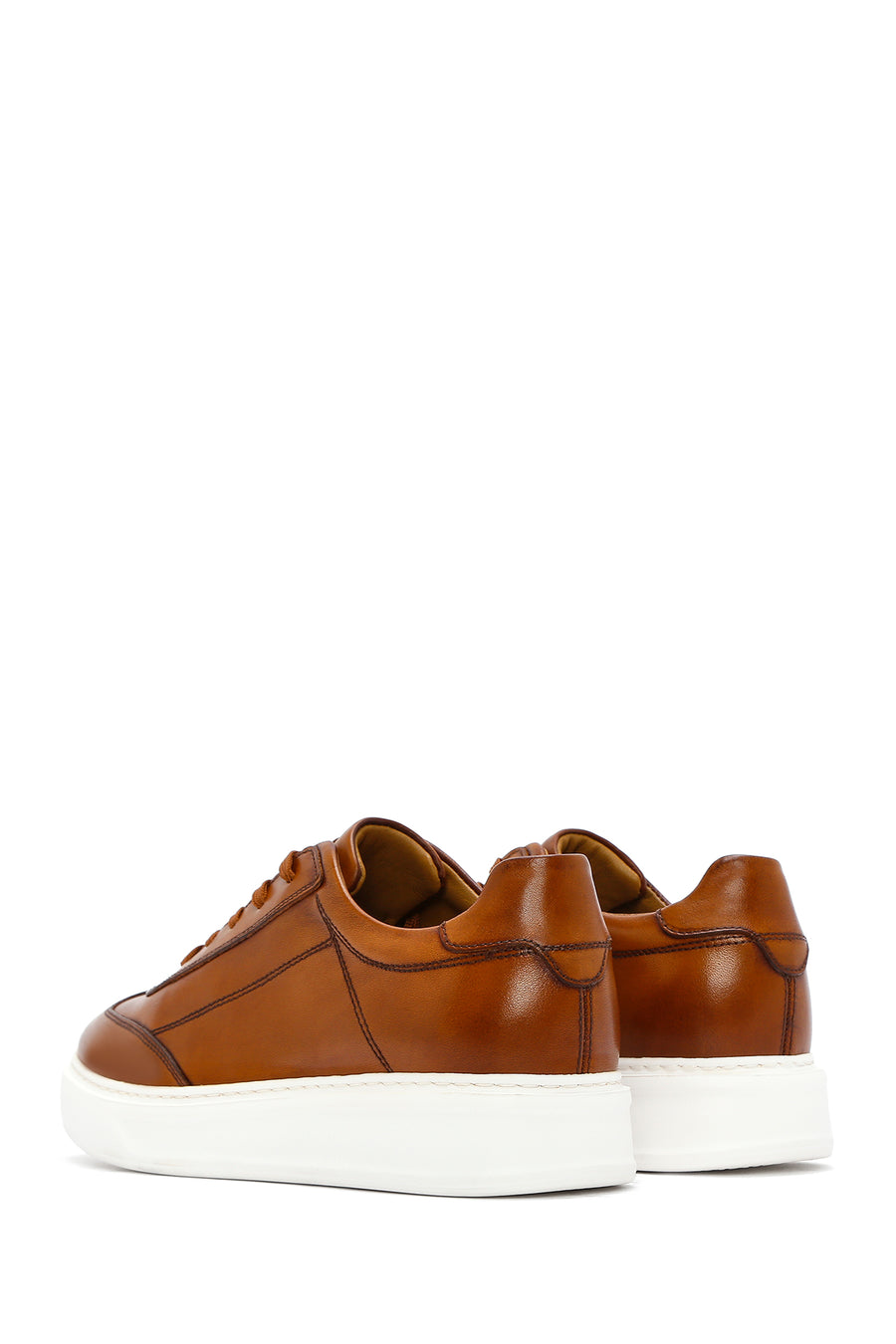 Men's Tan Thick Sole Lace Up Leather Sneaker