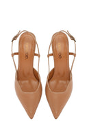 Women's Pink Open-Back Heeled Leather Shoes | Derimod
