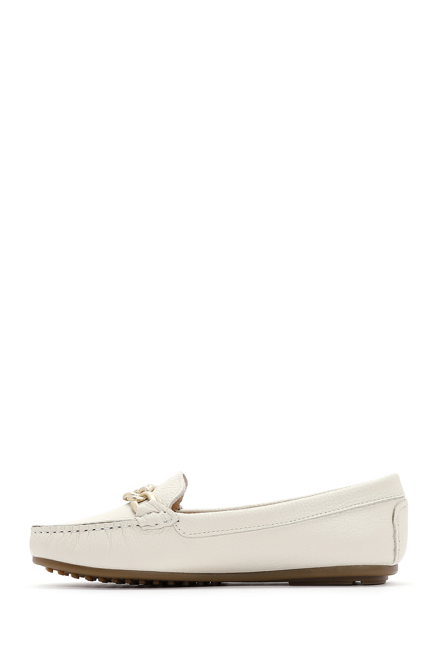 
Women's Beige Buckle Detailed Leather Casual Loafer

