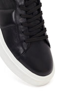 Erkek Siyah Bağcıklı Kalın Tabanlı Deri Sneaker | Derimod