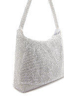 Women's Silver Long Chain Strap Stone Mini Evening Handbag | Derimod