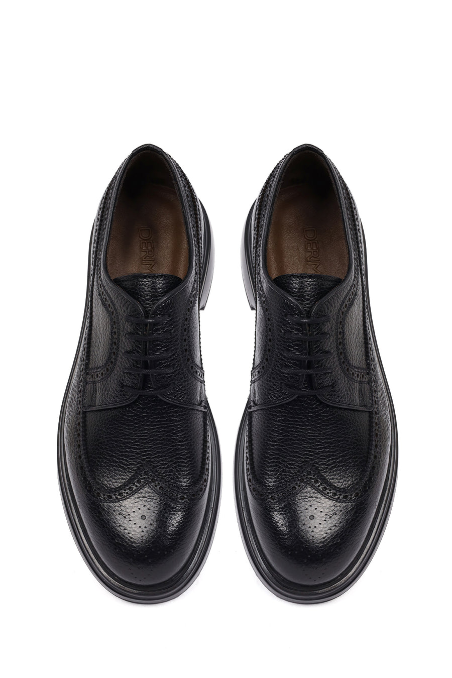 Men's Black Lace-Up Thick-Soled Leather Casual Shoe