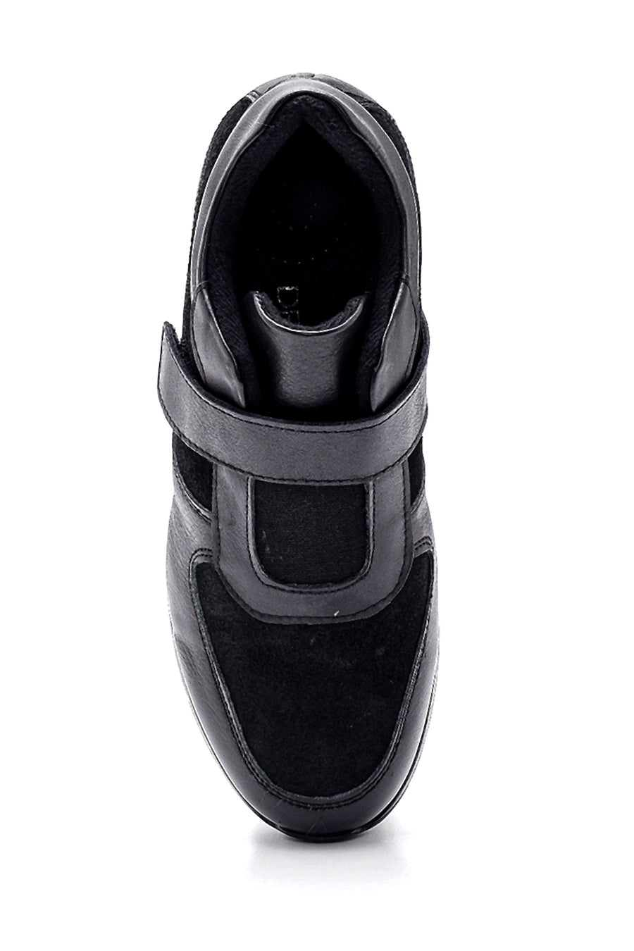 Women's Black Wedge Heel Comfort Leather Shoes