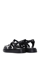 Women's Black Ankle Strap Leather Comfort Sandals | Derimod