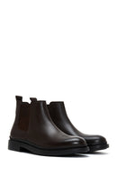 Men's Brown Leather Casual Chelsea Flat Boots | Derimod