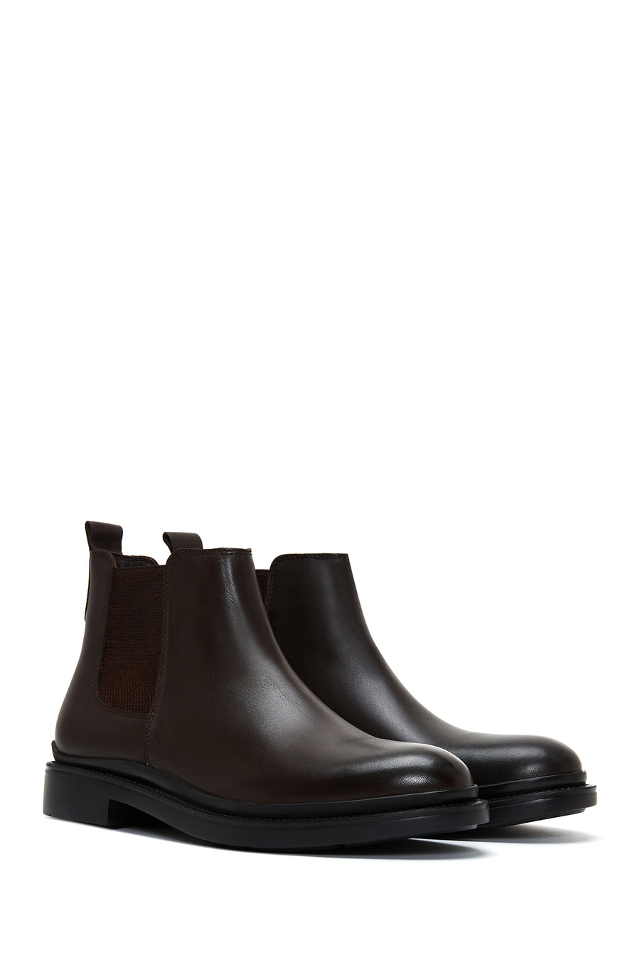 Men's Brown Leather Casual Chelsea Flat Boots