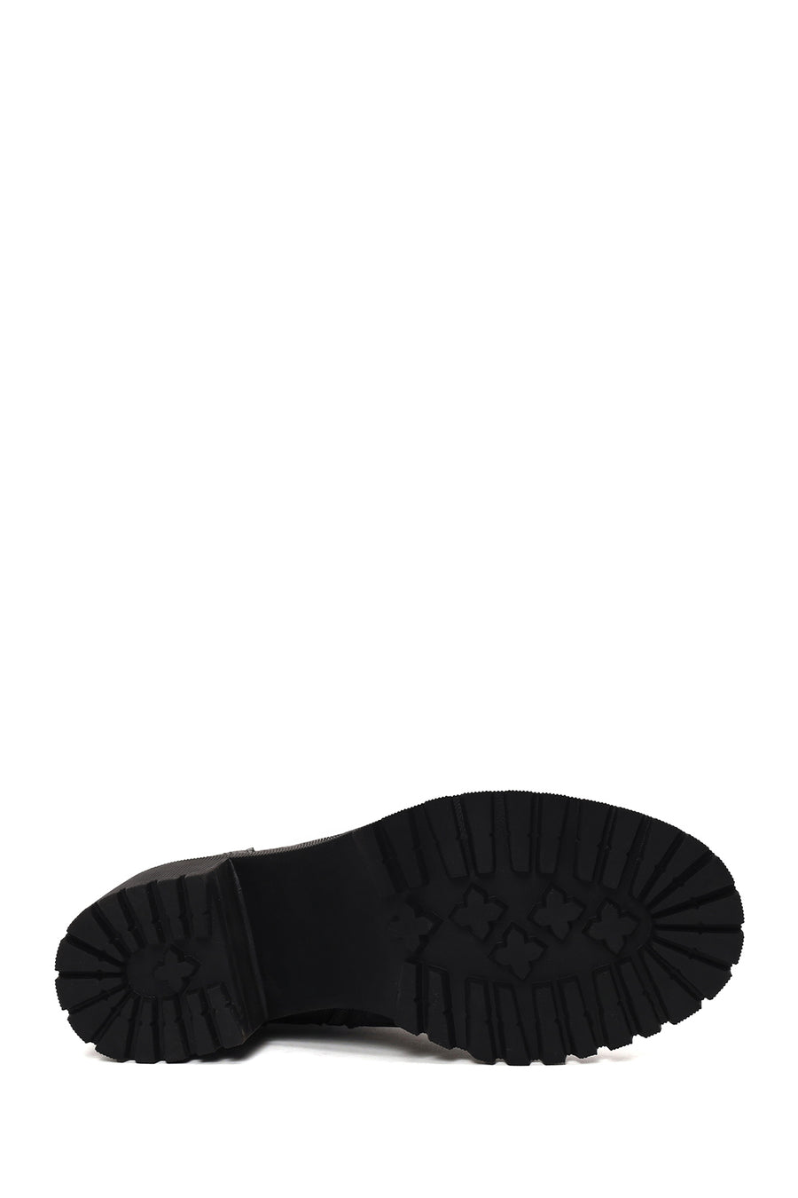 Woman Black Zip Closure Chunky Heeled Leather Combat Boots