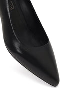 Derimod Flex Woman Black Thick-Heeled Leather Shoes | Derimod