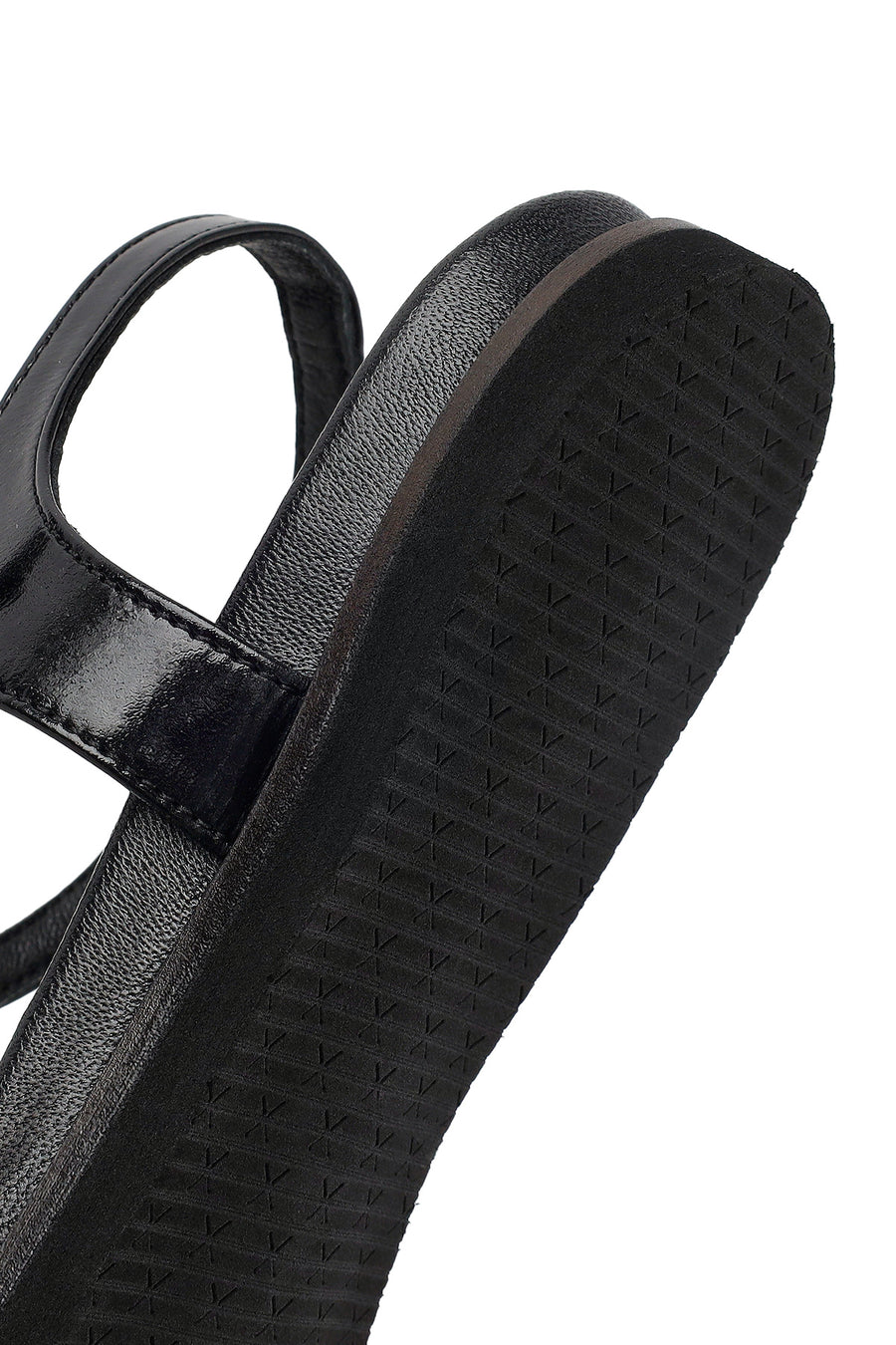 Women's Black Buckle Thong Leather Sandals