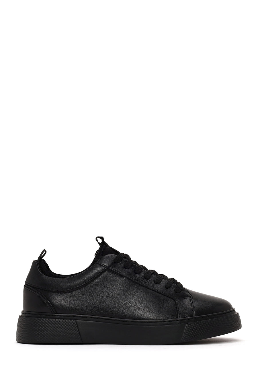 Erkek Siyah Bağcıklı Deri Sneaker WM740011DV | Derimod