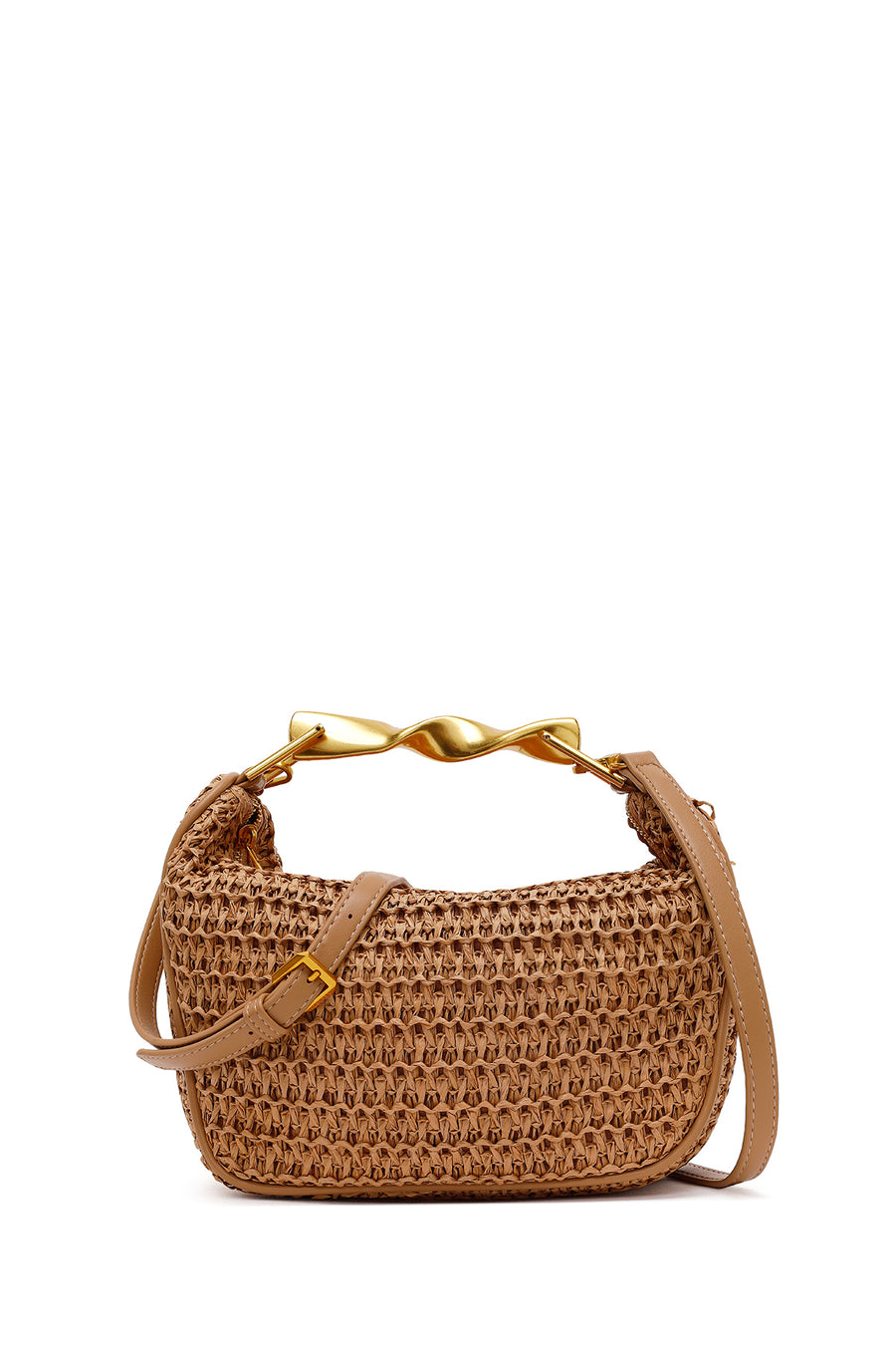 Woman Brown Long-Strap Mini Wicker Shoulder Bag 26SBD2495M7 | Derimod