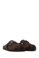 Woman Brown Open-Back Suede Slipper | Derimod