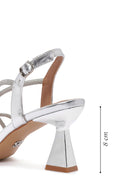 Women's Silver Stone Thin Heel Sandals | Derimod