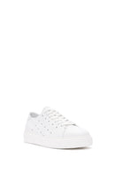 Erkek Beyaz Bağcıklı Kalın Tabanlı Deri Sneaker | Derimod