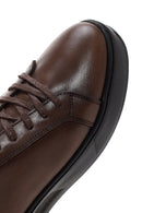 Erkek Kahverengi Bağcıklı Deri Sneaker | Derimod