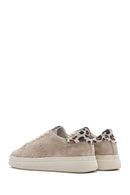 Women's Beige Lace-Up Suede Leather Sneaker | Derimod