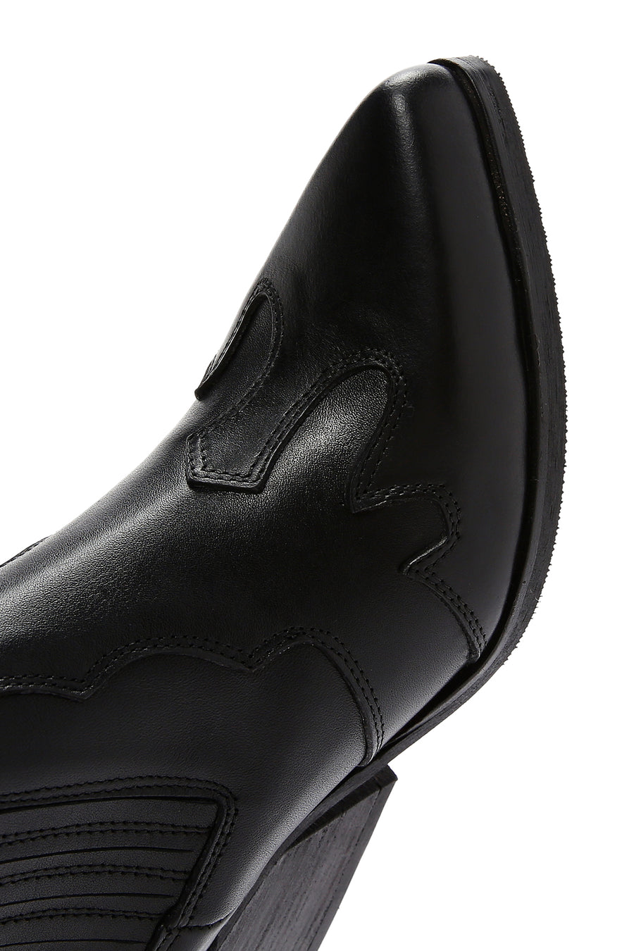Women's Black Zippered Leather Cowboy Boots
